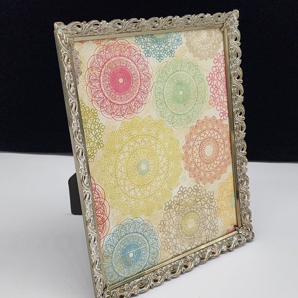 Vintage Gold Tone Ornate Photo Frame With White Painted and Filigree Design Wedd - Picture 1 of 10